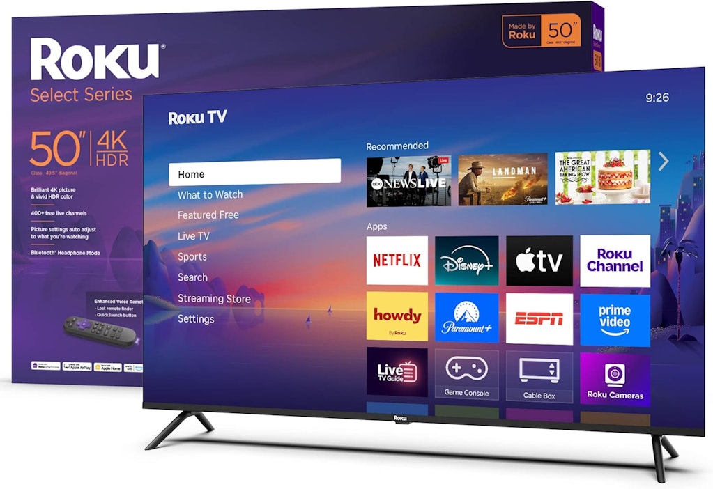 Roku Select Series 50R4C5 50" 4K HDR LED UHD Smart TV (2025): $250