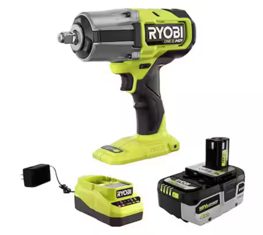 Ryobi One+ 18V Brushless Cordless 4-Mode 1/2" High Torque Impact Wrench Kit w/ 4.0 Battery and Charger: $149 Ryobi One+ 18V Brushless Cordless 4-Mode 1/2" High Torque Impact Wrench Kit w/ 4.0 Battery and Charger: $149
