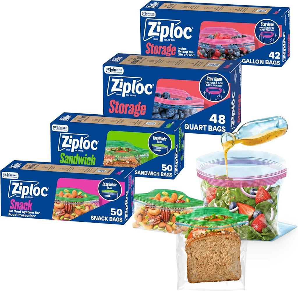 Ziploc 190-Count Snack, Sandwich, Quart, & Gallon Bags Bundle: $13 via Sub & Save