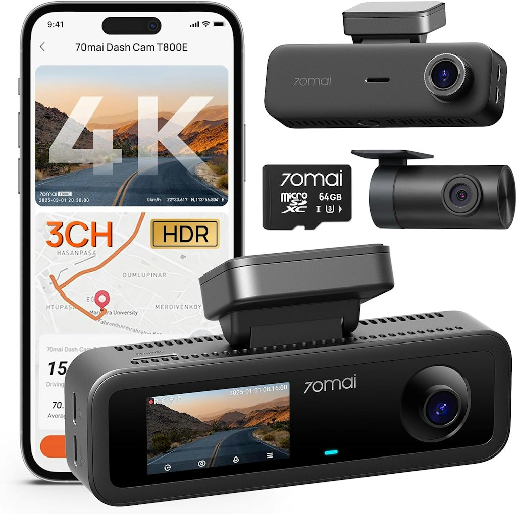 70mai 4K 3-Channel Dash Cam w/ GPS: $100 70mai 4K 3-Channel Dash Cam w/ GPS: $100