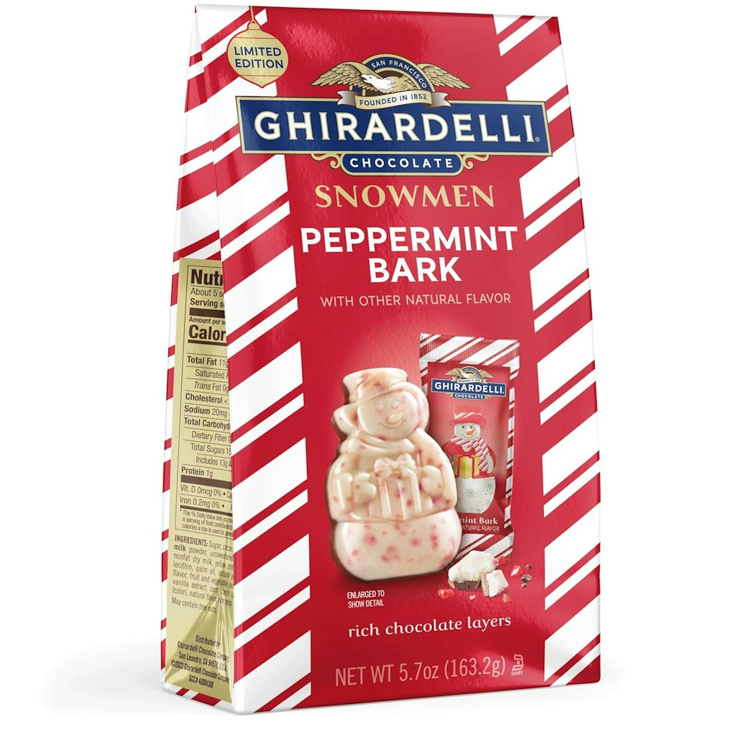 Ghirardelli Peppermint Bark Snowmen 5.7-oz. Bag: $5.29 Ghirardelli Peppermint Bark Snowmen 5.7-oz. Bag: $5.29