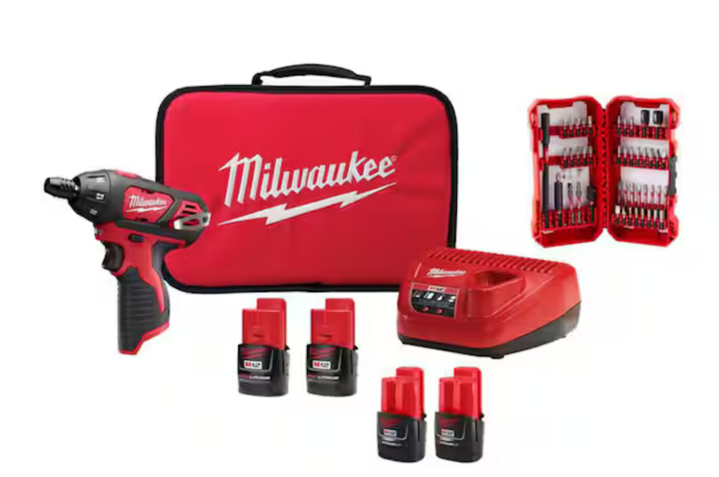Milwaukee M12 12V Lithium-Ion Cordless 1/4" Hex Screwdriver Kit : $89 Milwaukee M12 12V Lithium-Ion Cordless 1/4" Hex Screwdriver Kit : $89