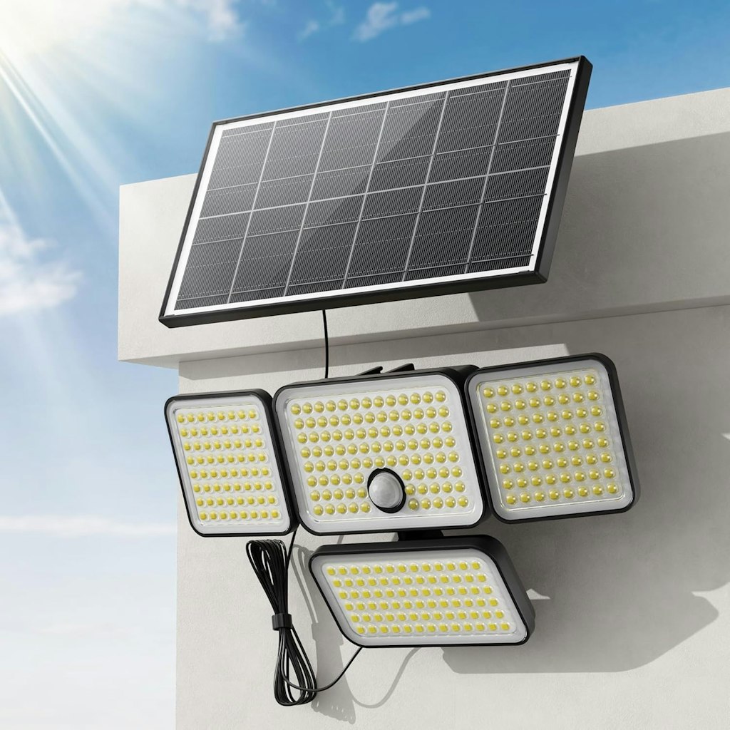 4-Head Motion Sensor Light with Solar Panel: $17 4-Head Motion Sensor Light with Solar Panel: $17