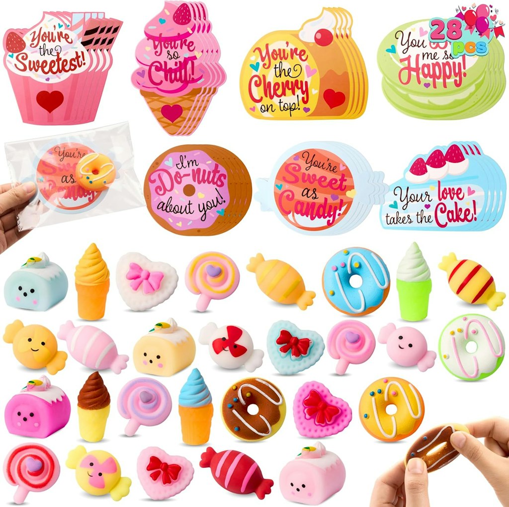 Valentine’s Day Gift Cards with Candy Mochi Squishy Toys 28pc Set: $8.99 Valentine’s Day Gift Cards with Candy Mochi Squishy Toys 28pc Set: $8.99