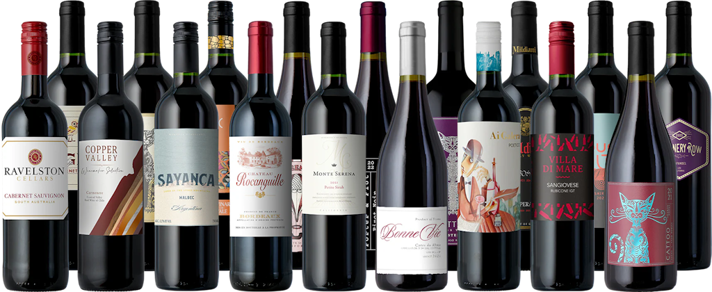 The Winter Premium Red Wine Sampler 18-Pack: $110