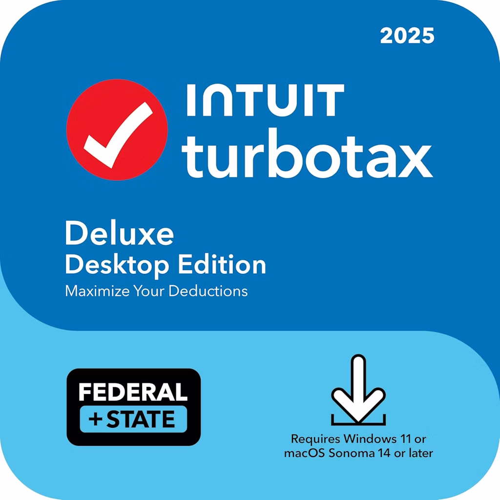 TurboTax Deluxe Desktop Edition 2025 for PC or Mac: $56