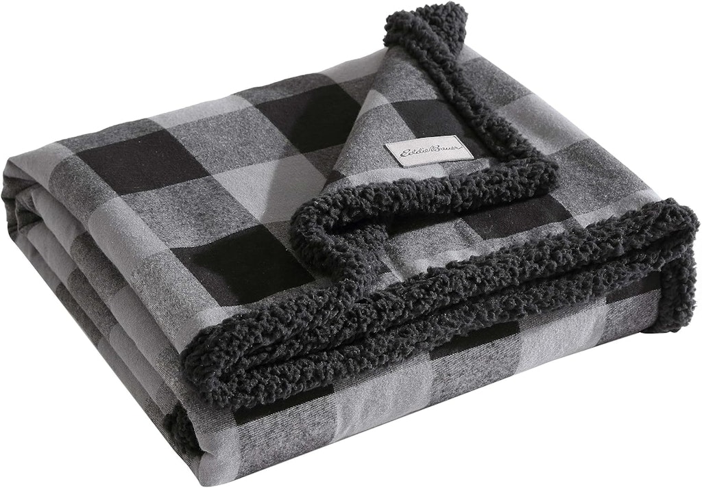 Eddie Bauer Cabin Plaid Flannel/Sherpa Throw Blanket: $14.30