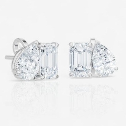 1.9-tcw Toi et Moi Pear & Emerald Cut Lab-Grown Diamond Stud Earrings: $808 1.9-tcw Toi et Moi Pear & Emerald Cut Lab-Grown Diamond Stud Earrings: $808