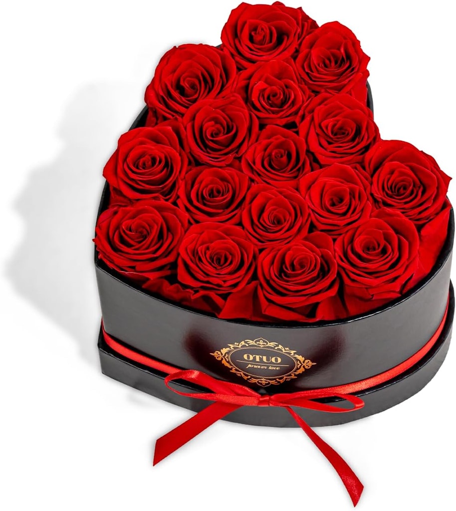 16 Preserved Roses in Heart-Shaped Box: $30
