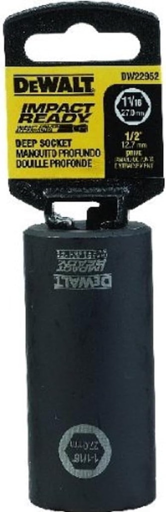 DeWalt 1-1/16" Impact Ready Deep Socket for 1/2" Drive: $8.31 DeWalt 1-1/16" Impact Ready Deep Socket for 1/2" Drive: $8.31