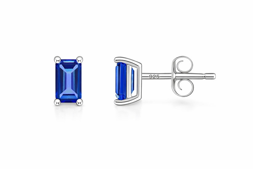 Emerald Cut Tanzanite 925 Sterling Silver Stud Earrings: $15 Emerald Cut Tanzanite 925 Sterling Silver Stud Earrings: $15