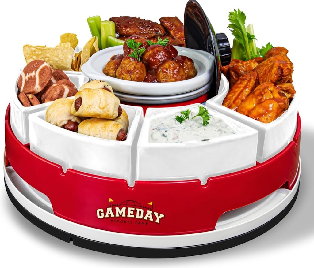 Nostalgia Gameday Heated Slow Cooker and Lazy Susan Serving Set: $25