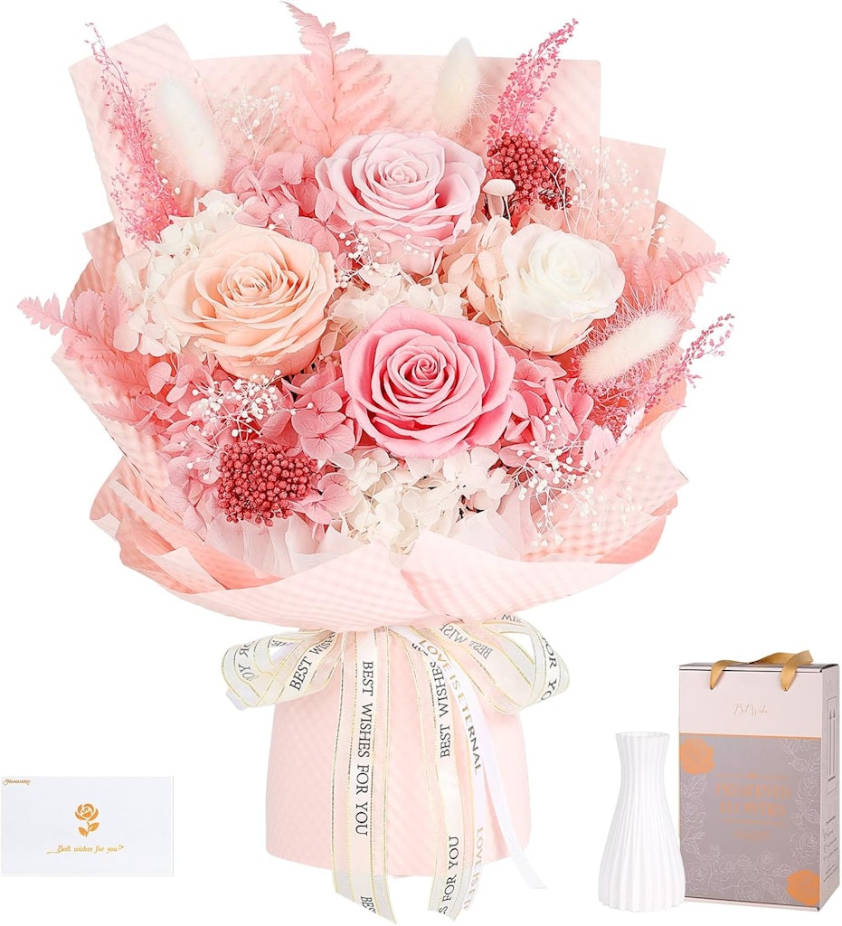 Preserved Flowers Bouquet w/ 4 Roses: $25 Preserved Flowers Bouquet w/ 4 Roses: $25