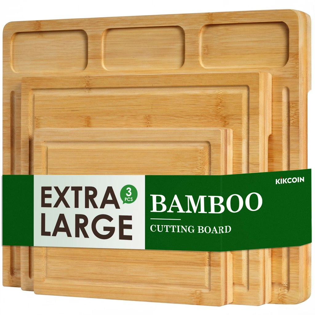 Kikcoin 3-Piece Bamboo Cutting Board Set: $22.98 Kikcoin 3-Piece Bamboo Cutting Board Set: $22.98