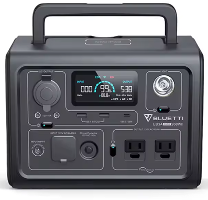 Bluetti EB3A Portable 600W 268Wh Power Station: $125