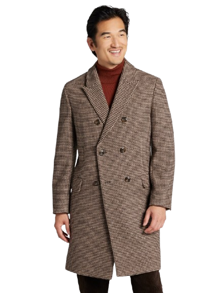 Joseph Abboud Men's Double-Breasted Wool-Blend Houndstooth Topcoat: $59.99