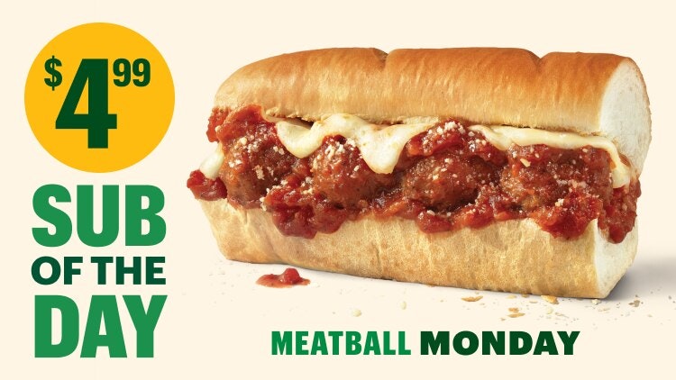 Subway Sub of the Day: $4.99