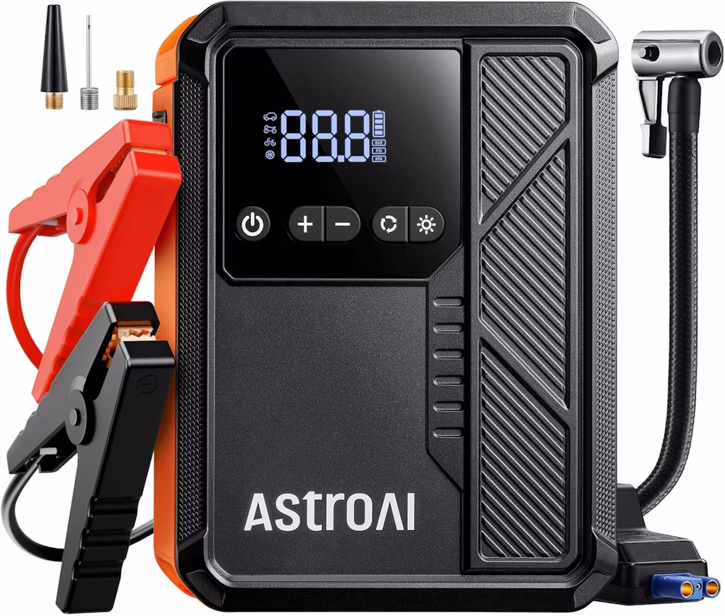 AstroAI Beta822 3000A Jump Starter & Air Compressor: $38 w/ Prime