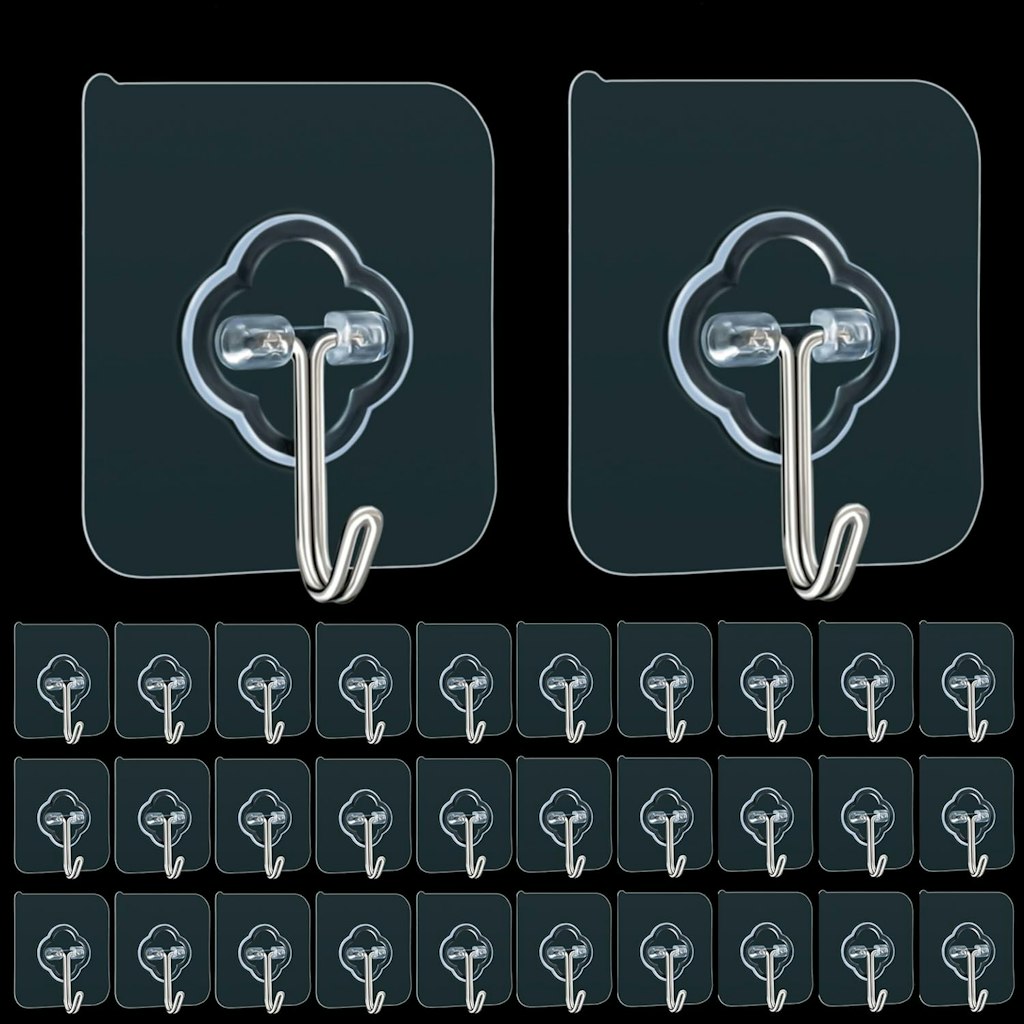 Adhesive Hooks 32-Pack: $7.19