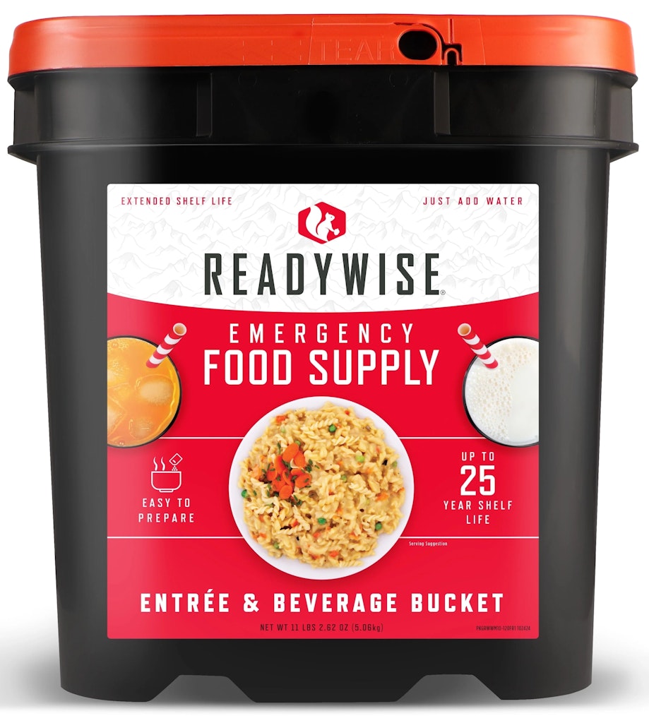ReadyWise 120-Serving Entreé & Beverage Emergency Food Bucket: $84.99 ReadyWise 120-Serving Entreé & Beverage Emergency Food Bucket: $84.99