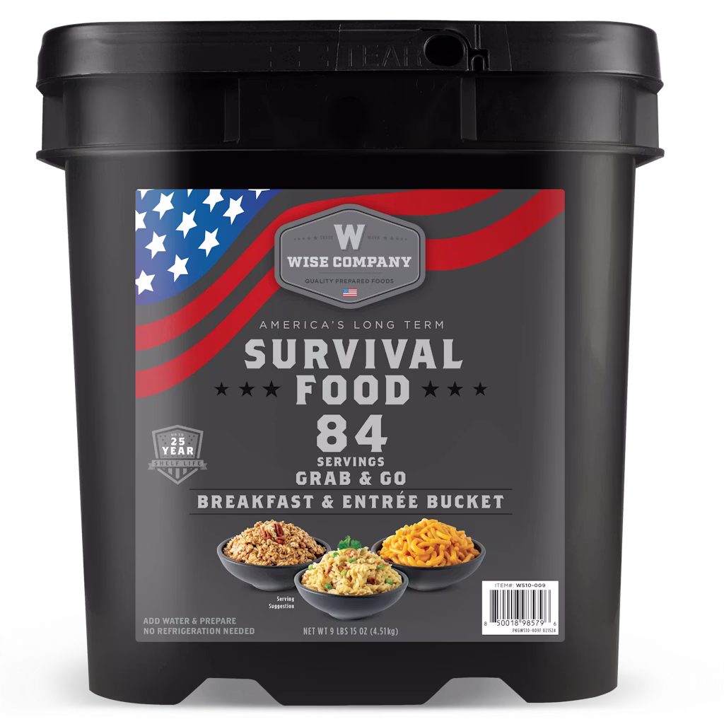 ReadyWise 84-Serving Breakfast & Entrée Emergency Food Bucket: $60