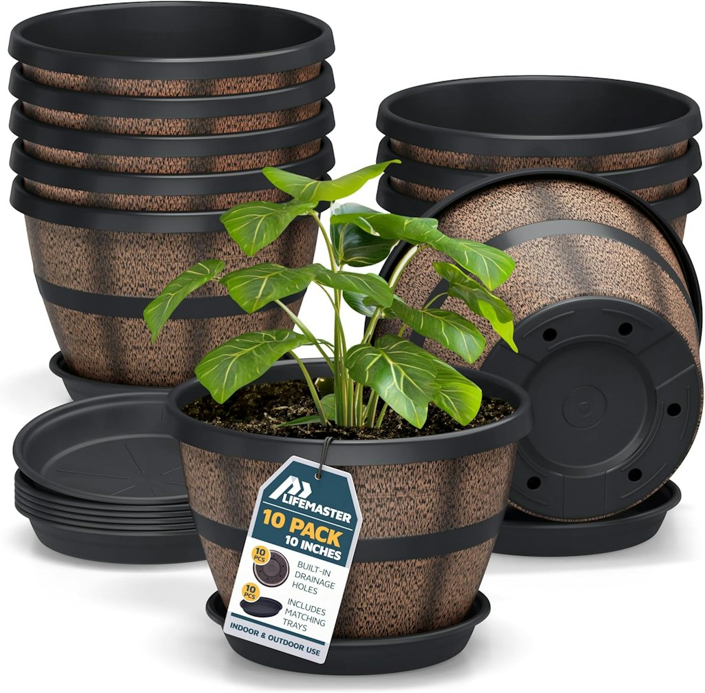 10" Whiskey Barrel Planter 10-Pack: $32 10" Whiskey Barrel Planter 10-Pack: $32