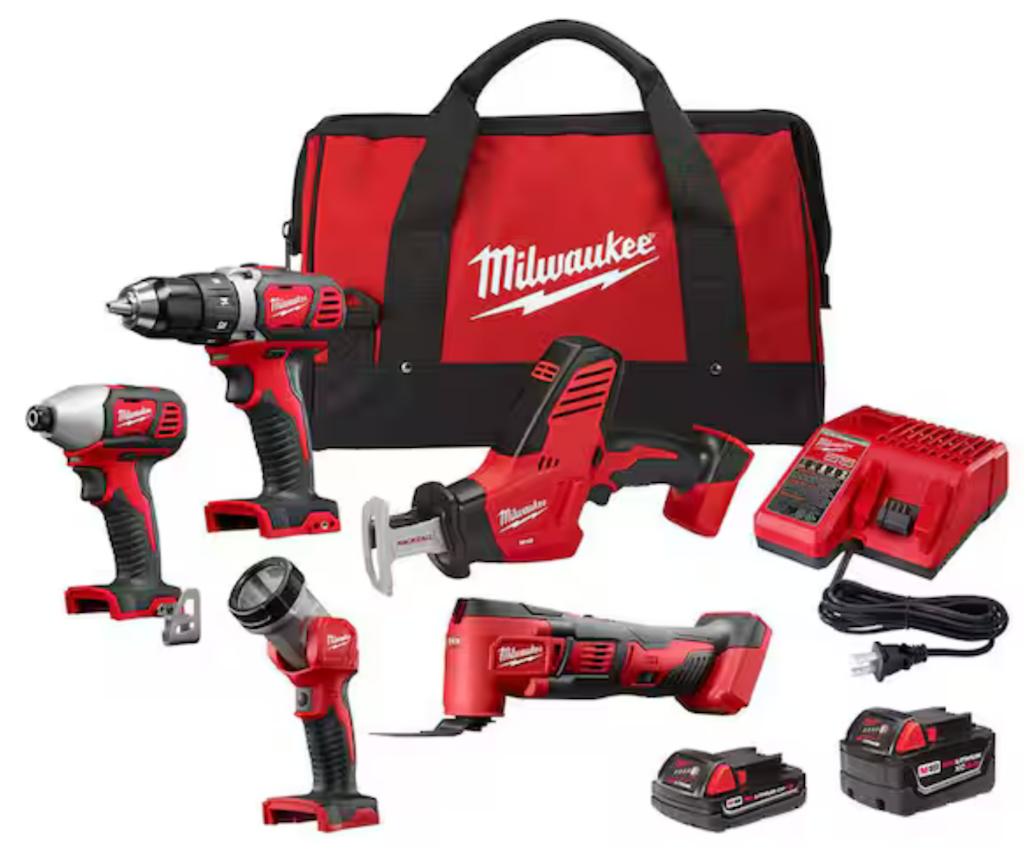 Milwaukee M18 18V Lithium-Ion Cordless 5-Tool Combo Kit w/ Batteries, Charger, and Tool Bag: $299 Milwaukee M18 18V Lithium-Ion Cordless 5-Tool Combo Kit w/ Batteries, Charger, and Tool Bag: $299