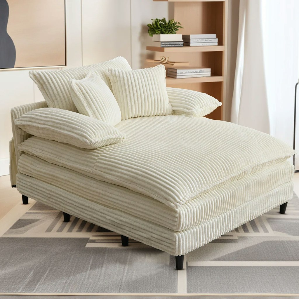 Latitude Run 55" Oversized Corduroy Chaise Lounge Chair: $248