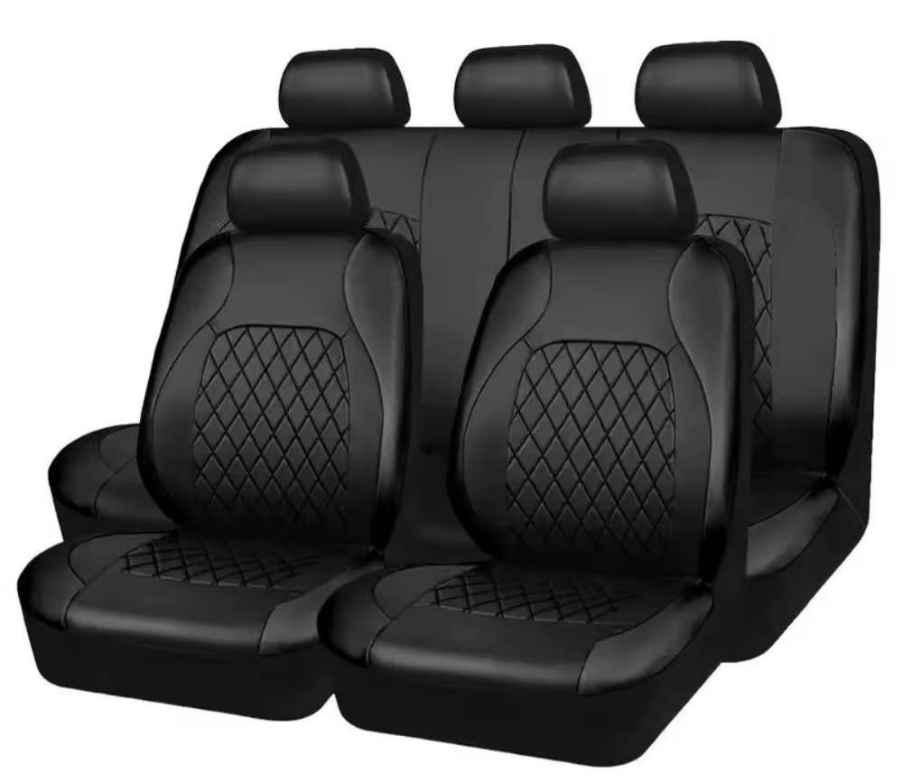 9-Piece Quilted Faux Leather Car Seat Covers: $23