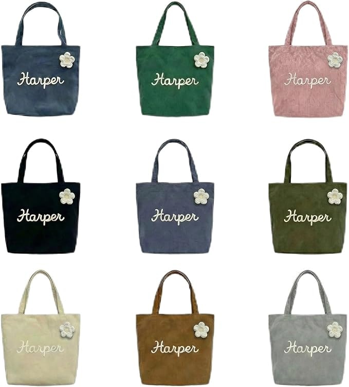 Personalized Corduroy Tote Bag for Women: Fr$17.29