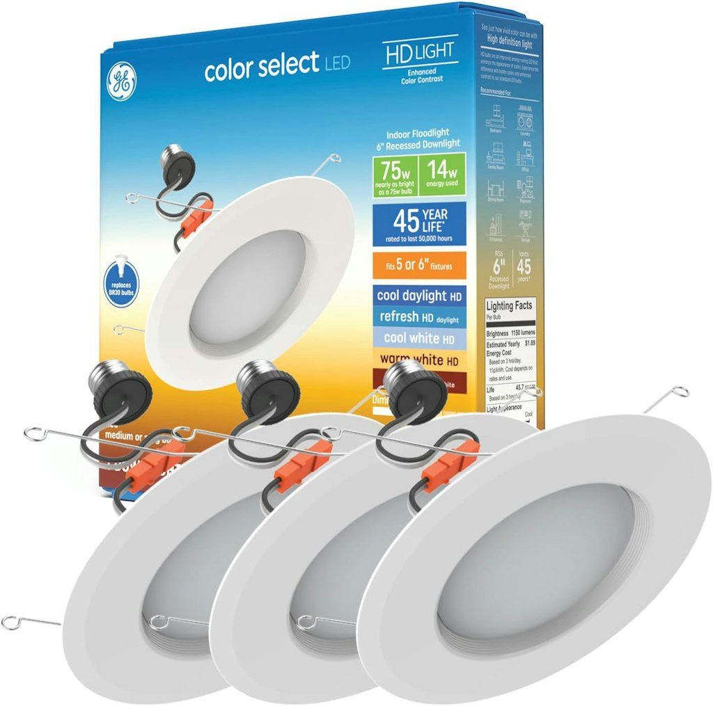 GE Color Select LED Recessed Downlight 3-Pack: $20