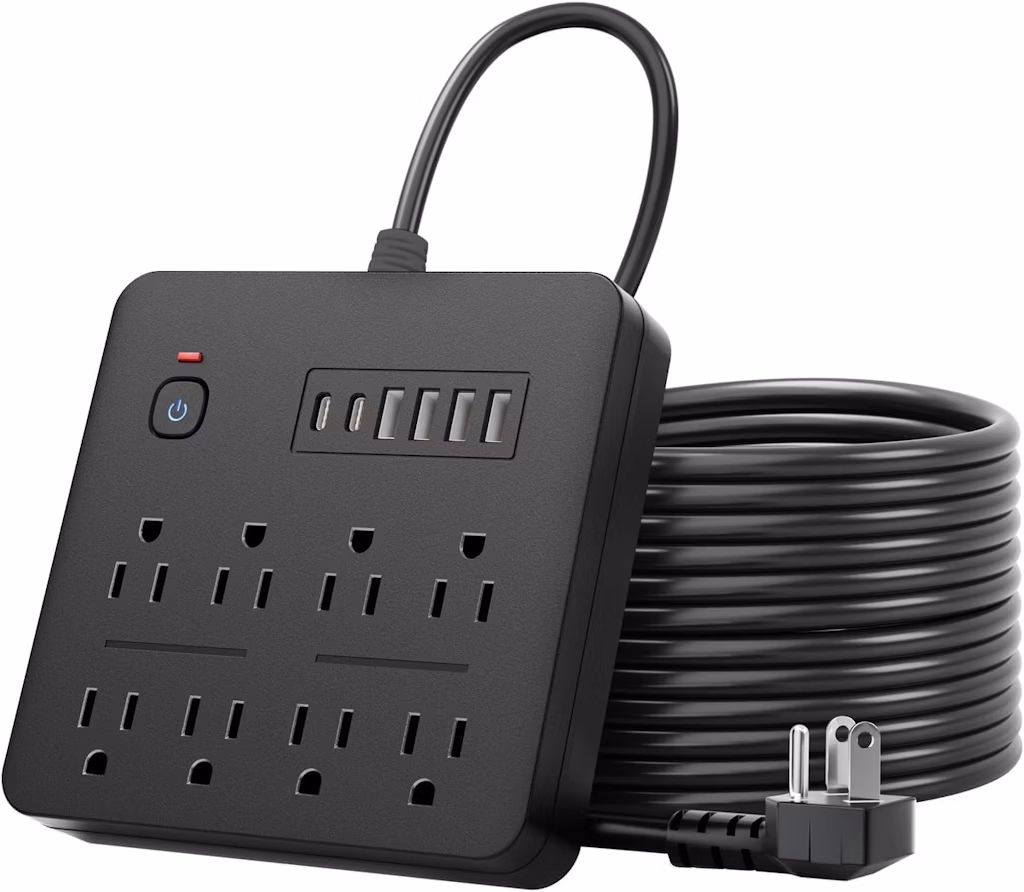 Kukzau 6-Foot Flat Plug Surge Protector Power Strip: $14.99