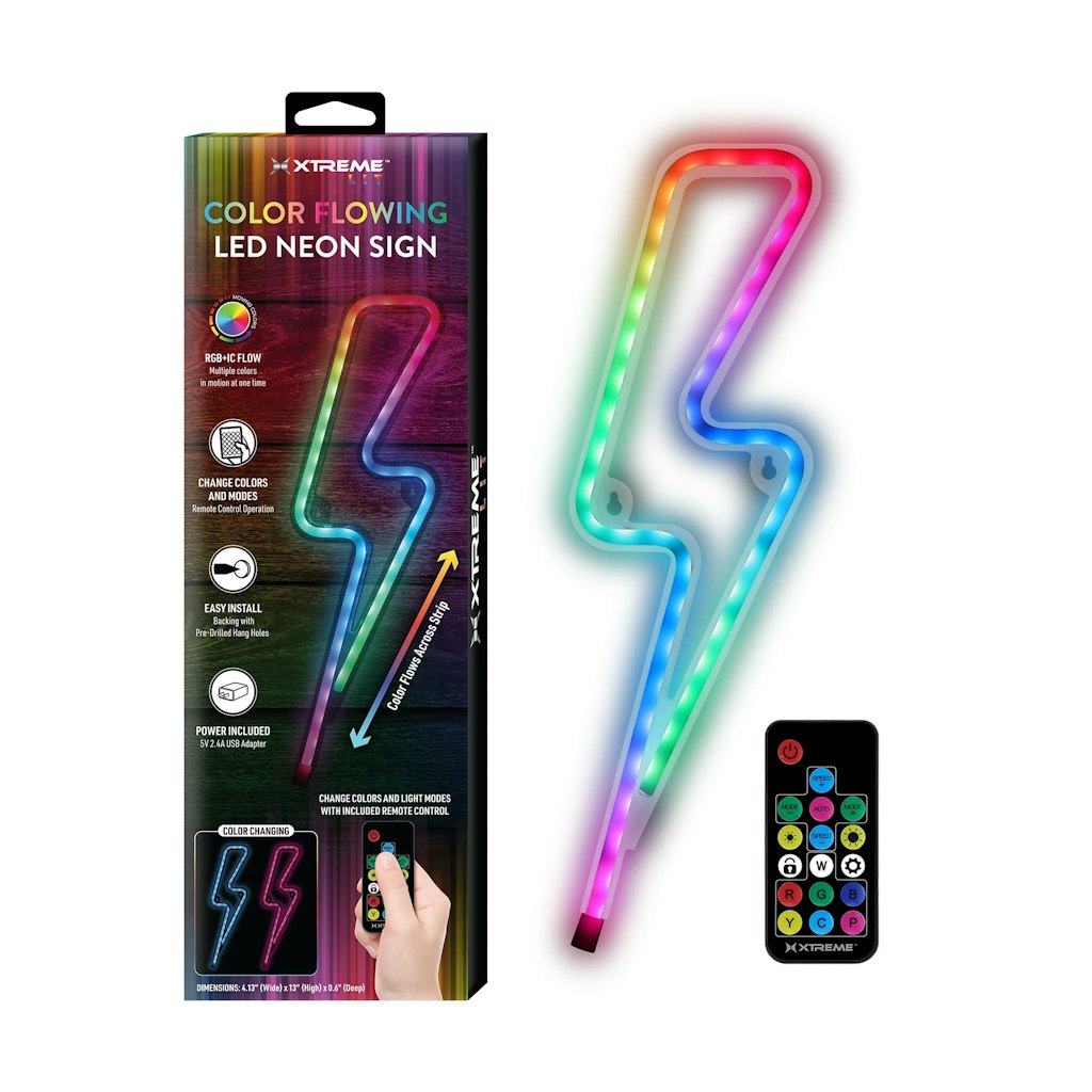 Xtreme Lightning Bolt Color Flowing LED Neon Sign: $16.98