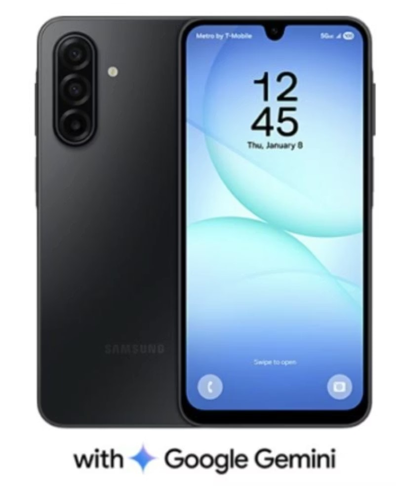 Samsung Galaxy A17 5G 128GB Android Smartphone for Metro by T-Mobile: Free w/ $40 per month 5G unlimited Period plan Samsung Galaxy A17 5G 128GB Android Smartphone for Metro by T-Mobile: Free w/ $40 per month 5G unlimited Period plan