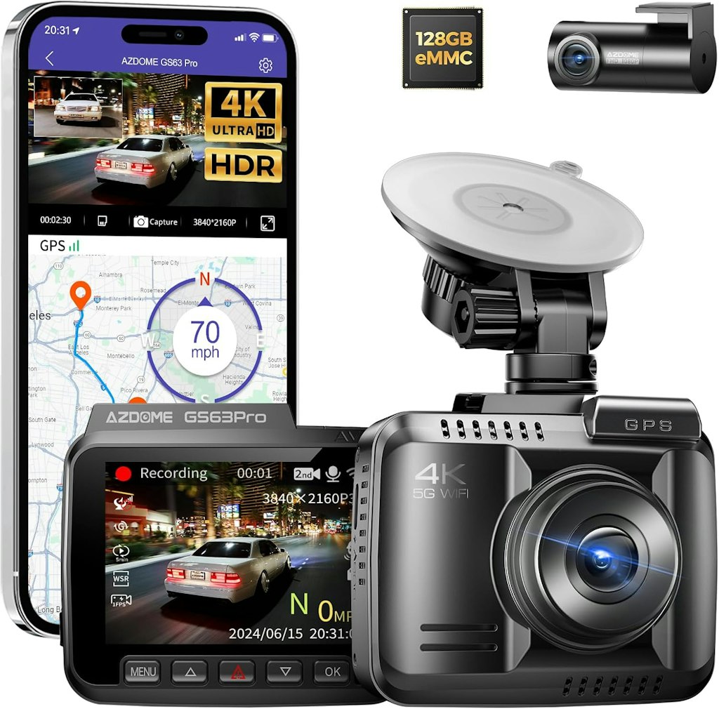 Azdome GS63Pro 4K HDR Dash Cam with Night Vision: $47.99 Azdome GS63Pro 4K HDR Dash Cam with Night Vision: $47.99