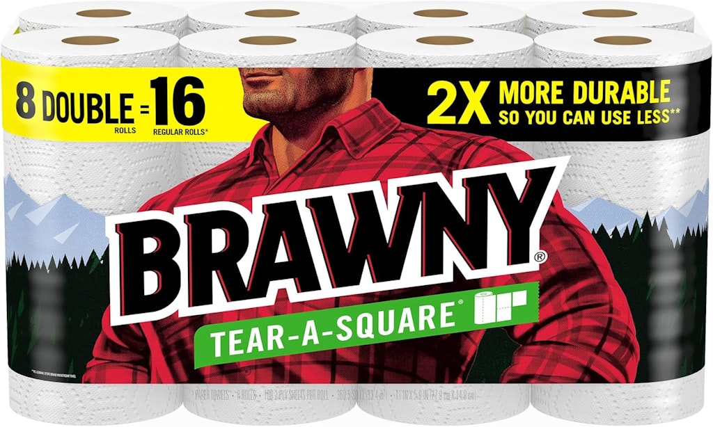 Brawny Tear-A-Square Double Roll 8-Pack: $15 Brawny Tear-A-Square Double Roll 8-Pack: $15