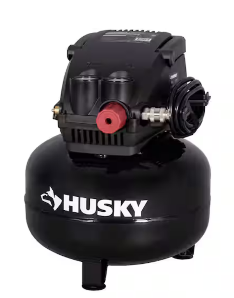 Husky 3-Gallon 120 PSI Portable Electric Oil-Free Light Duty Pancake Air Compressor: $34 Husky 3-Gallon 120 PSI Portable Electric Oil-Free Light Duty Pancake Air Compressor: $34