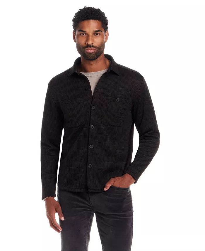 Weatherproof Vintage Men's Ribbed Knit Shirt Jacket: $24
