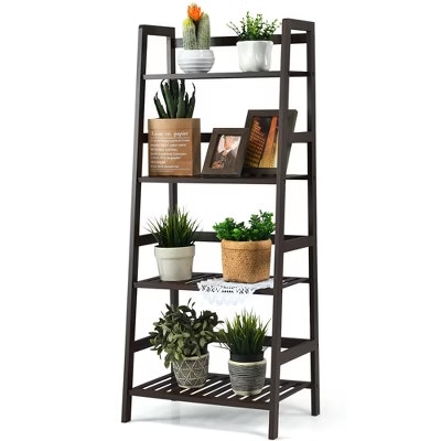 Costway 4-Tier Bamboo Ladder Shelf : $50
