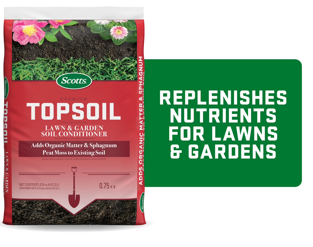 Scotts 0.75-cu. ft. Premium Topsoil Bag w/ Peat Moss: $2.97 Scotts 0.75-cu. ft. Premium Topsoil Bag w/ Peat Moss: $2.97