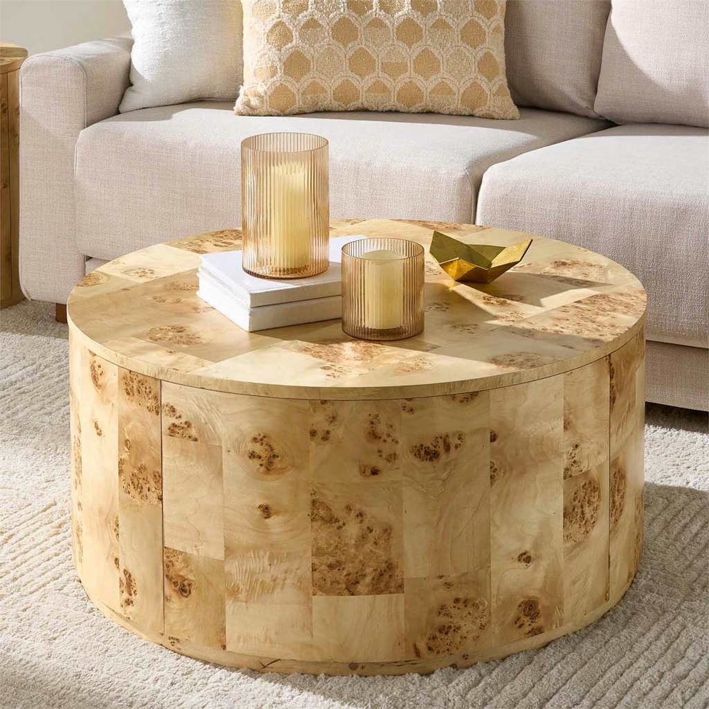 Better Homes & Gardens Burlwood Round Coffee Table: $104 Better Homes & Gardens Burlwood Round Coffee Table: $104