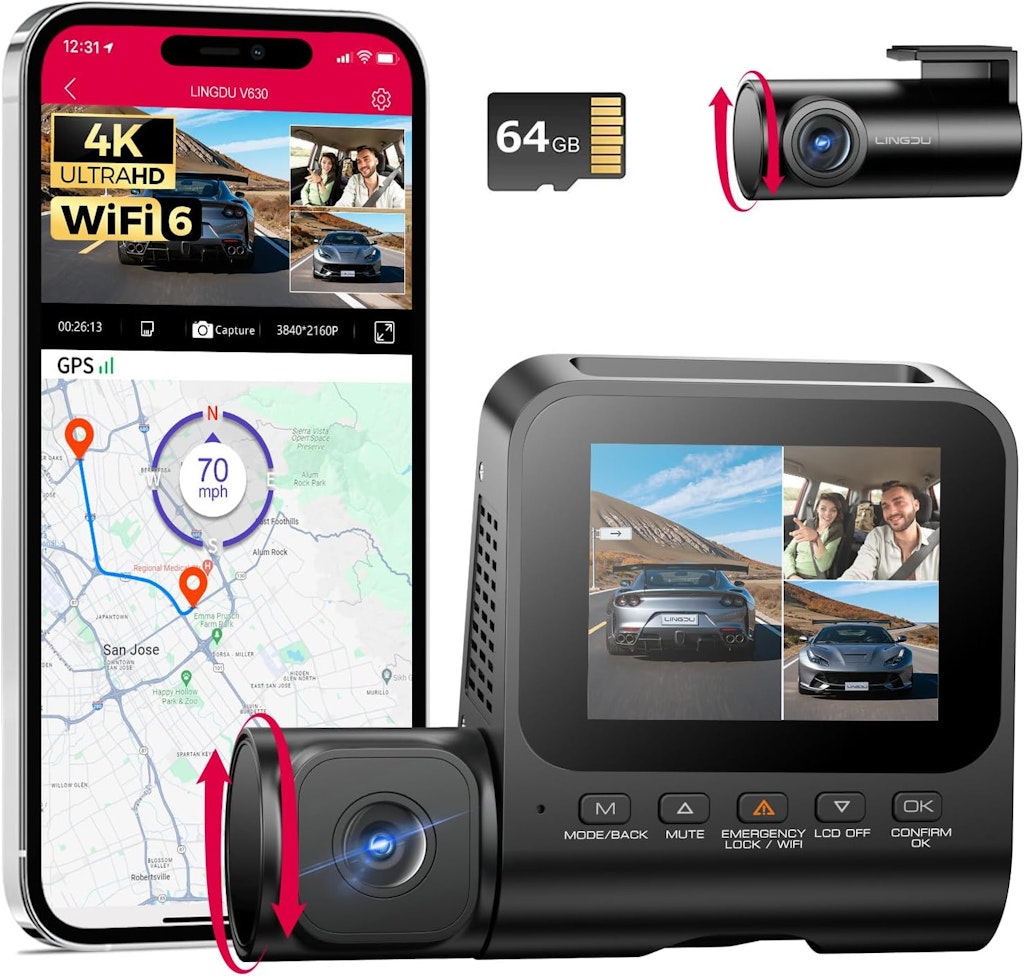 Lingdu 4K 3-Channel Dash Cam with Night Vision: $69.99 Lingdu 4K 3-Channel Dash Cam with Night Vision: $69.99