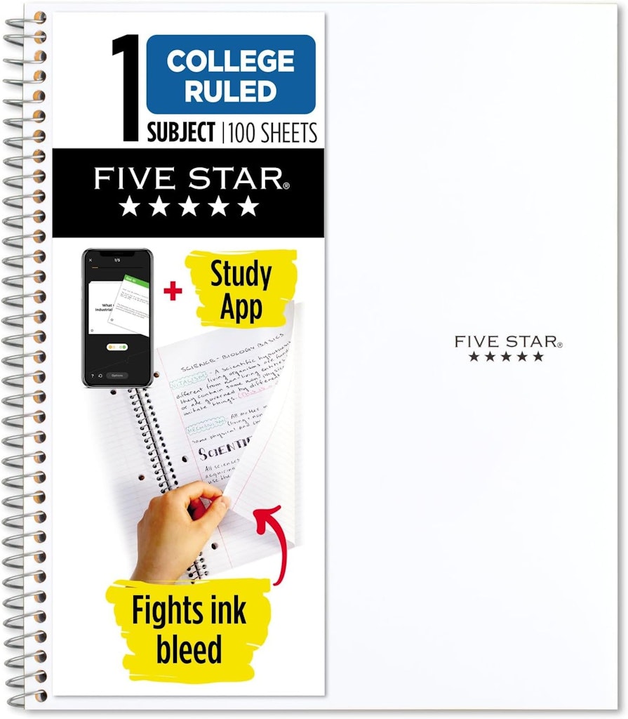 Five Star 1-Subject Spiral Notebook: $2