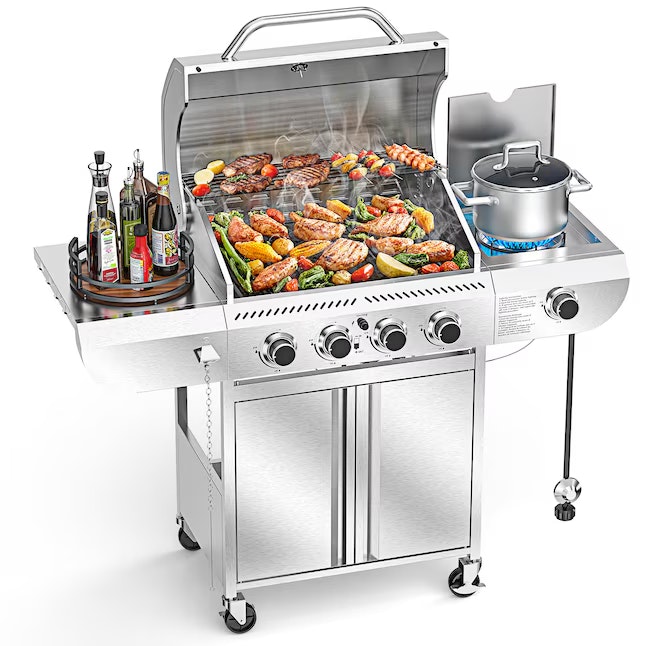 Cowsar Stainless steel 4 -Burner Liquid Propane Gas Grill w/ 1 -Side Burner: $391 Cowsar Stainless steel 4 -Burner Liquid Propane Gas Grill w/ 1 -Side Burner: $391