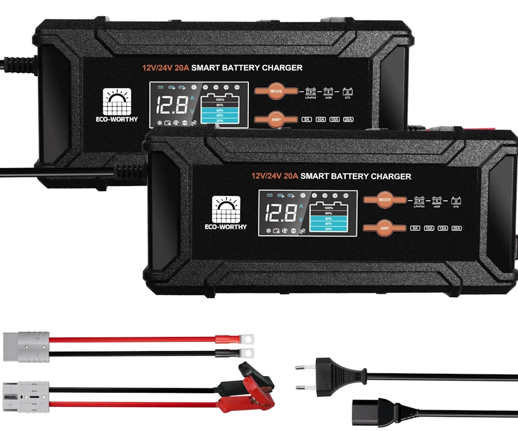 Eco-Worthy 12V/24V 20A LifePO4 Battery Charger 2-Pack: $76 Eco-Worthy 12V/24V 20A LifePO4 Battery Charger 2-Pack: $76