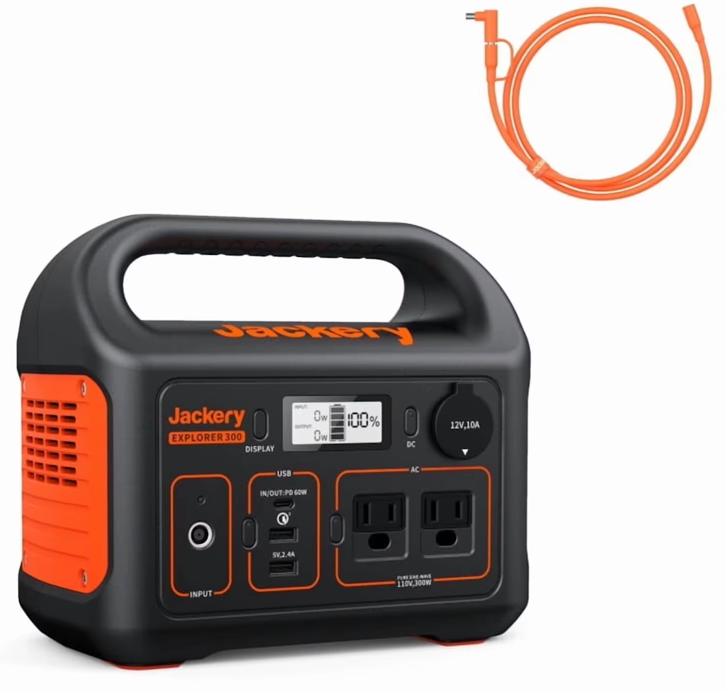 Jackery Portable Power Station Explorer 300 w/ 5M Extension Cord: $159