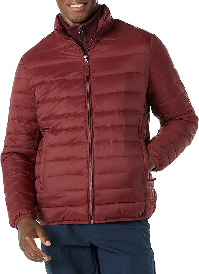 Amazon Essentials Men's Packable Lightweight Water-Resistant Puffer Jacket (L only): $16