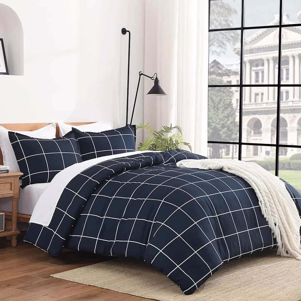 Andency 3-Piece Queen Checkered Plaid Gingham Comforter Set: $34 Andency 3-Piece Queen Checkered Plaid Gingham Comforter Set: $34