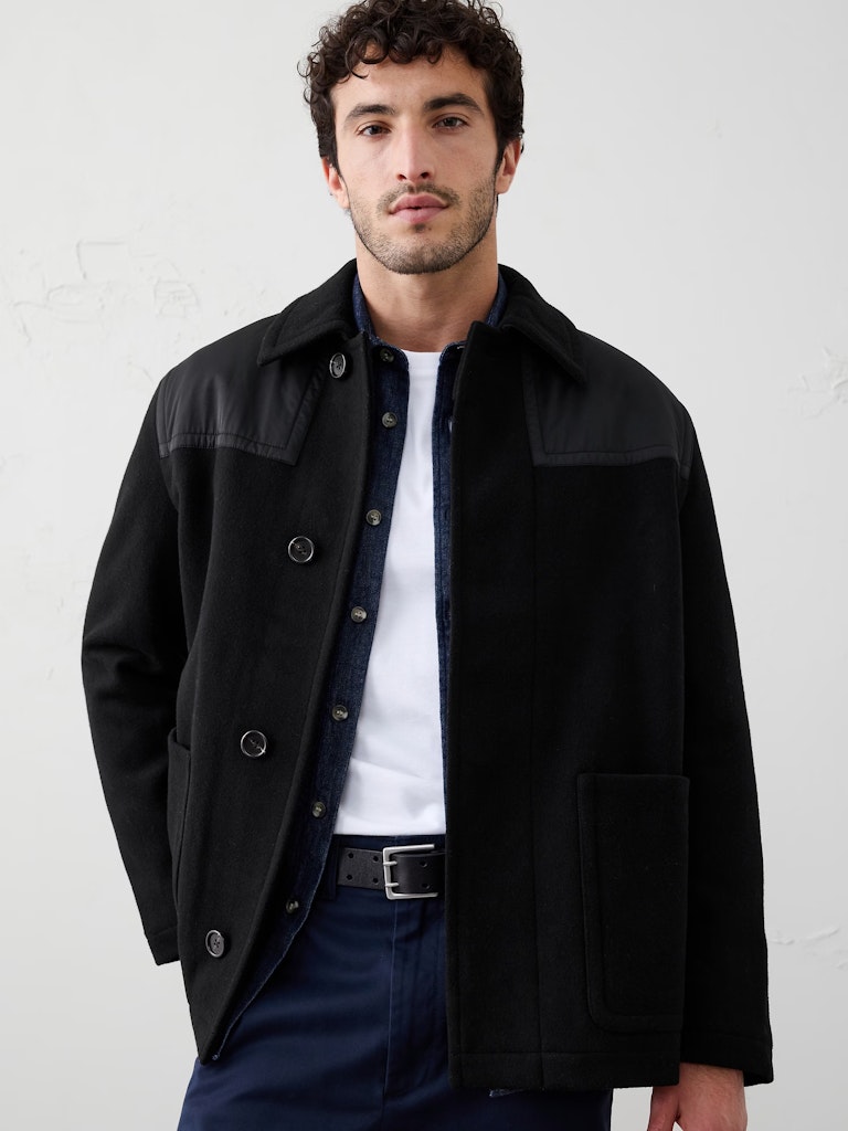 Banana Republic Factory Men's Wool-Blend Mixed Media Coat: $33 