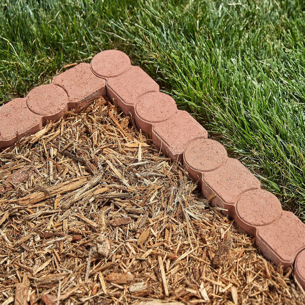 Geometric 12" Red Concrete Edging Stone: $2